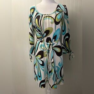 Lily Multicolor 60’s Inspired Long Sleeve Dress